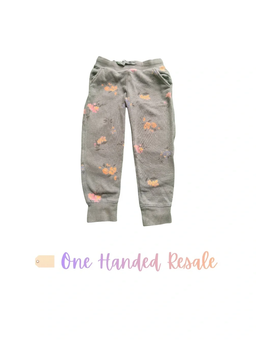 💐 OshKosh B'gosh Light Green Sweatpants Girls Floral Pants 4